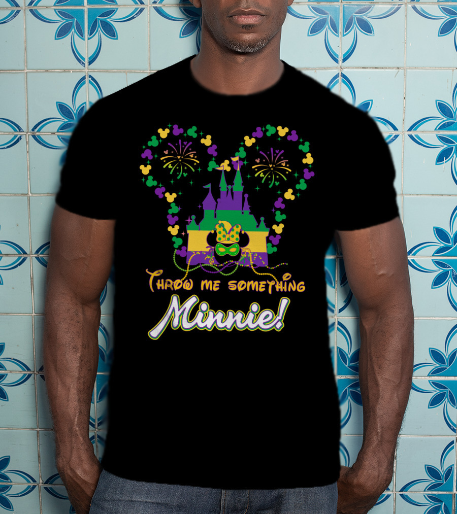 Throw Me Something Minnie Mardi Gras Castle Fireworks Magic T-Shirt