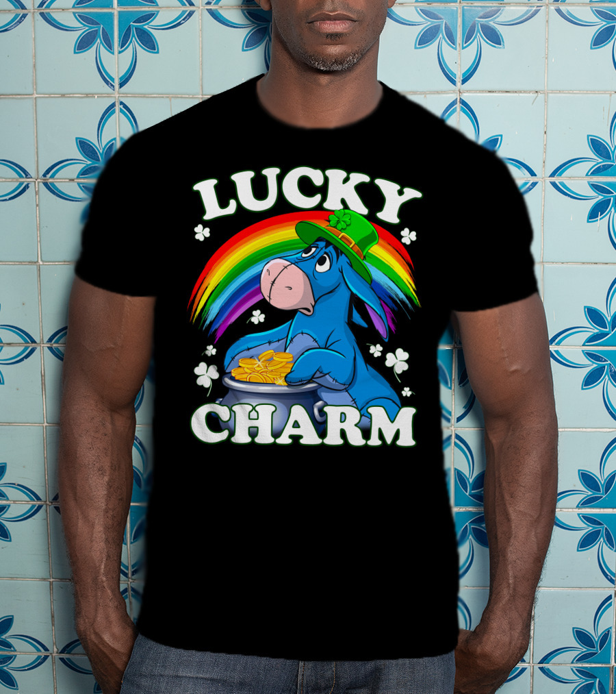Leprechaun Rainbow Eeyore Lucky Charm Clover St. Patrick's Pot Of Gold T-Shirt