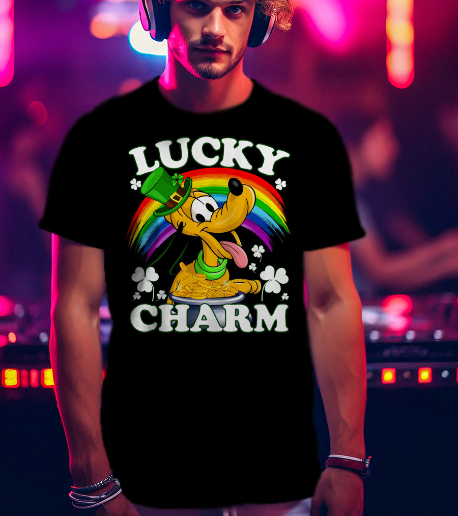 Pluto Lucky Charm Rainbow Coins Shamrock Hat T-Shirt