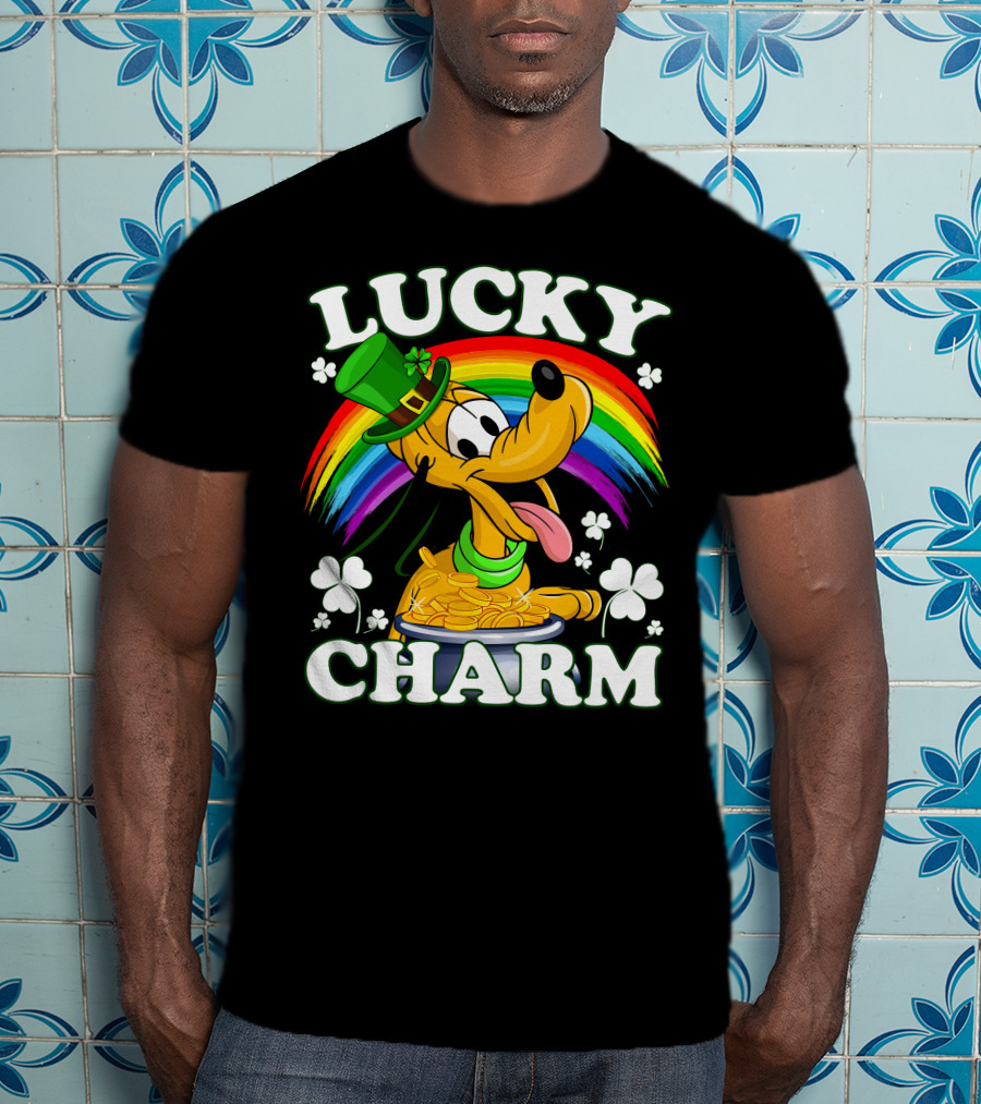 Pluto Lucky Charm Rainbow Coins Shamrock Hat T-Shirt