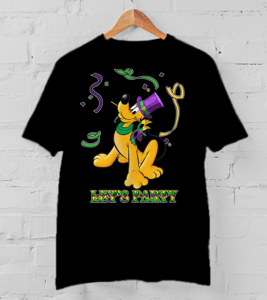 Pluto Let's Party With Mardi Gras Theme T-Shirt