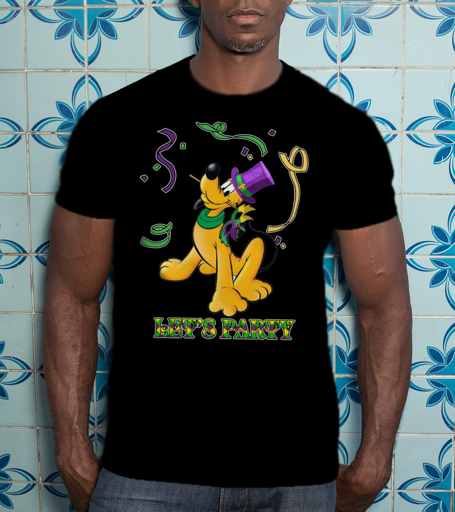 Pluto Let's Party With Mardi Gras Theme T-Shirt