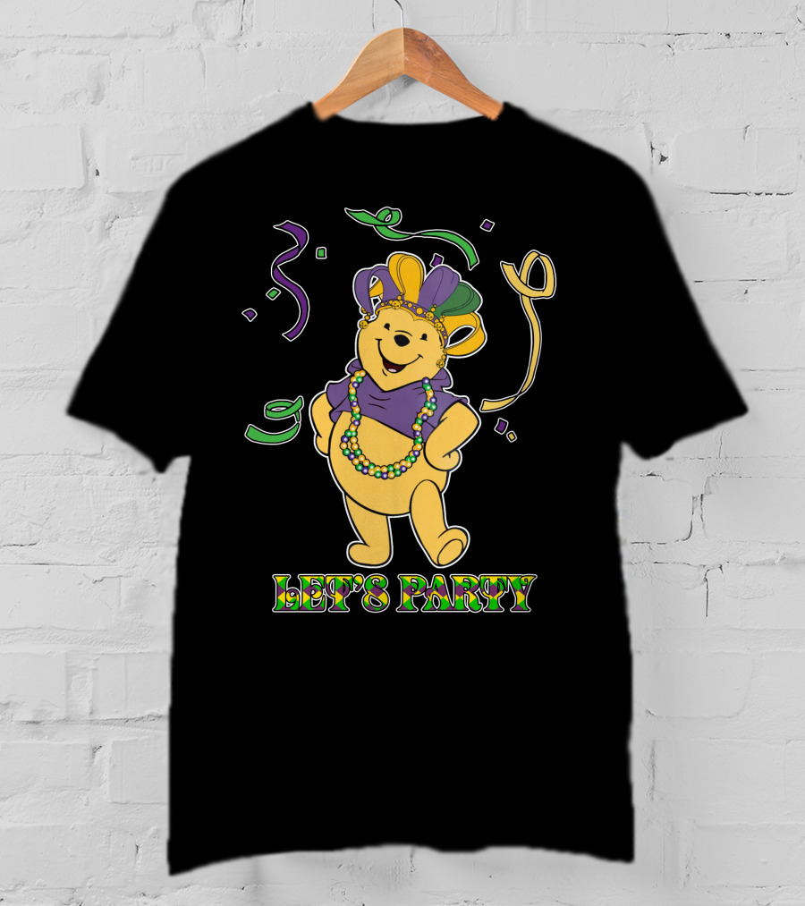 Pooh Let's Party Mardi Gras Celebration T-Shirt