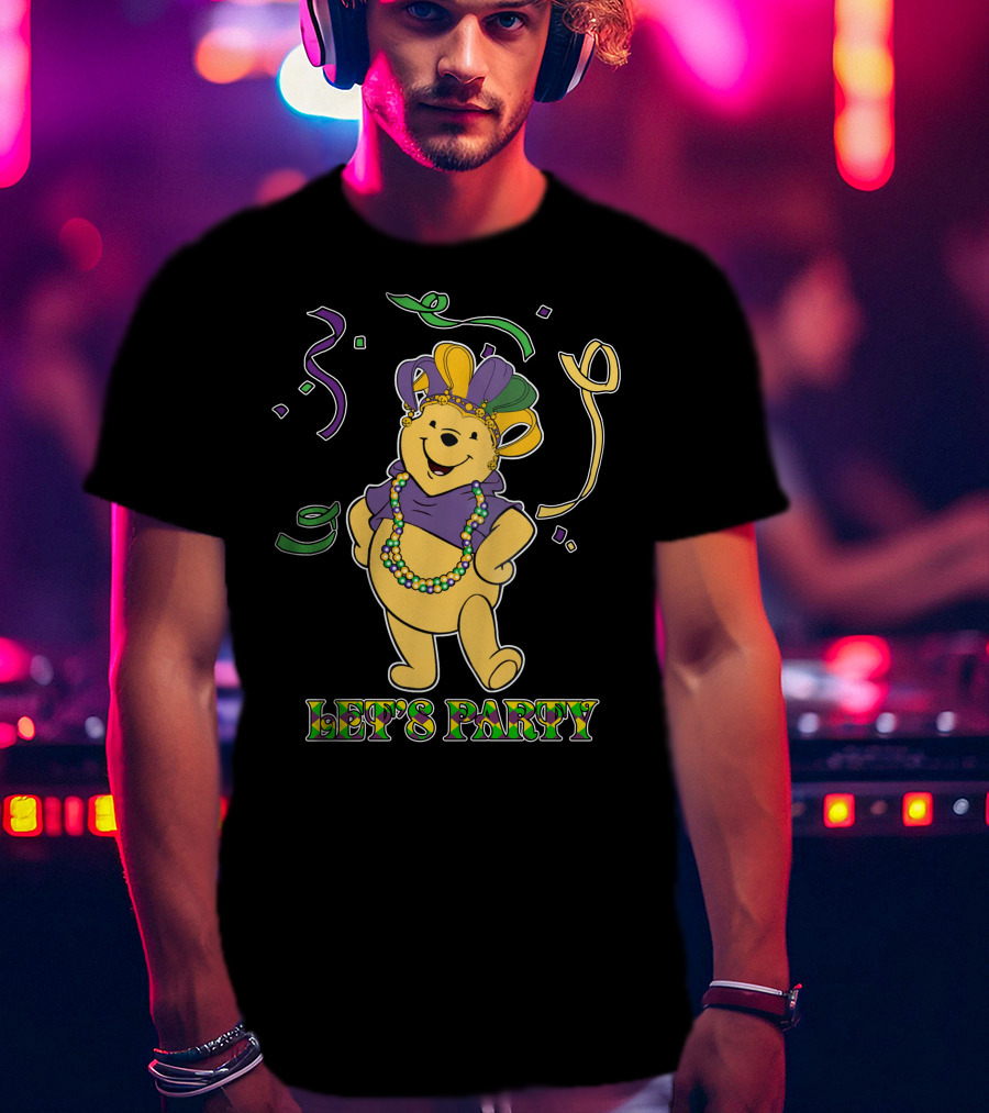 Pooh Let's Party Mardi Gras Celebration T-Shirt