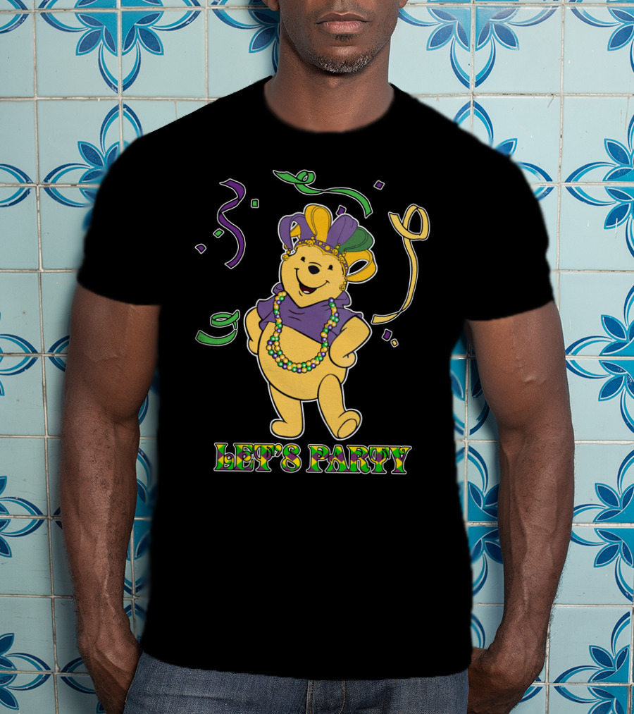 Pooh Let's Party Mardi Gras Celebration T-Shirt
