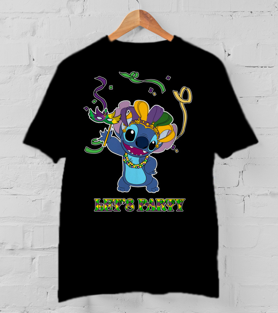 Stitch Let's Party Mardi Gras Celebration T-Shirt