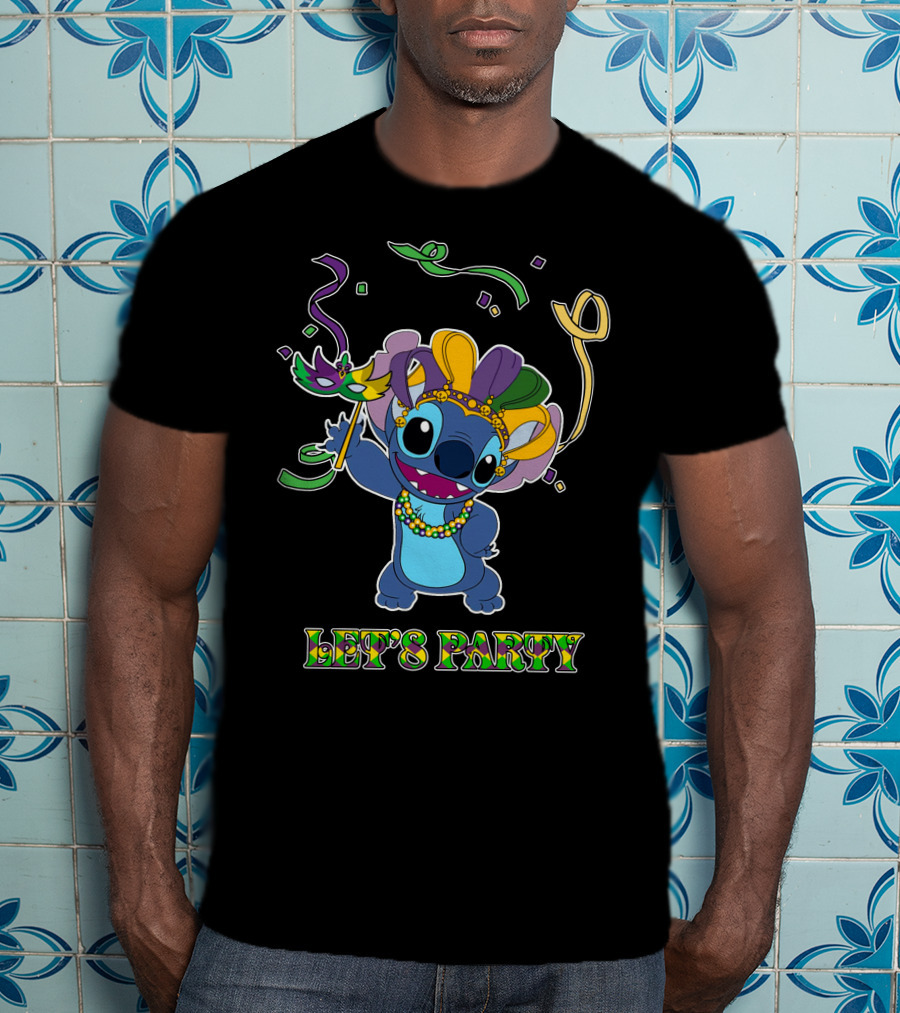Stitch Let's Party Mardi Gras Celebration T-Shirt