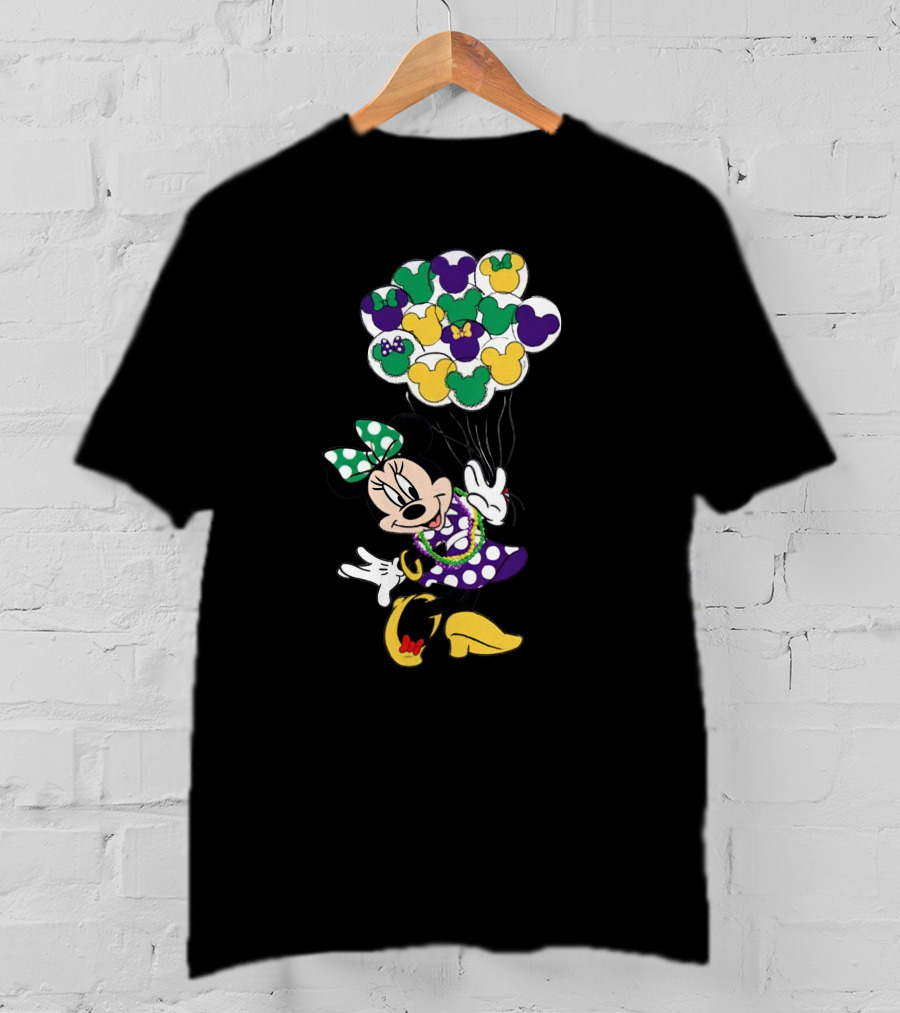 Minnie Mouse Mardi Gras Balloons Celebration T-Shirt
