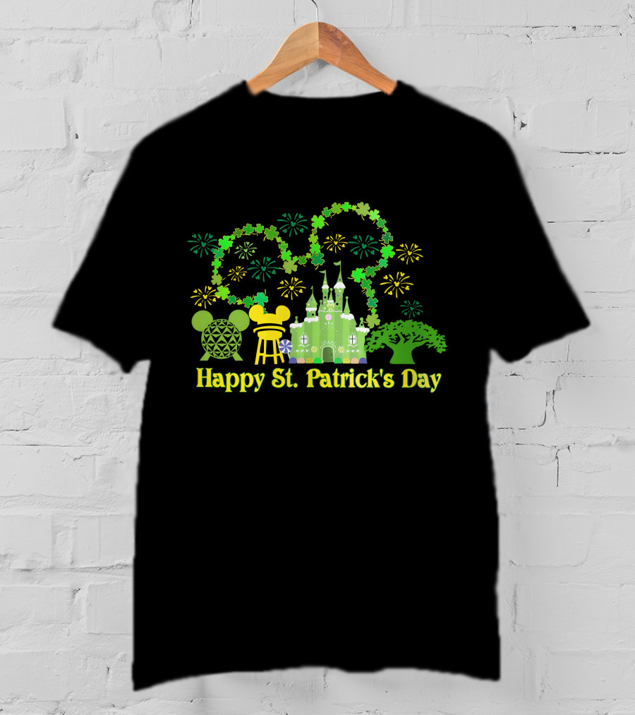 Happy St. Patrick's Day At Disney With Icons And Castles T-Shirt