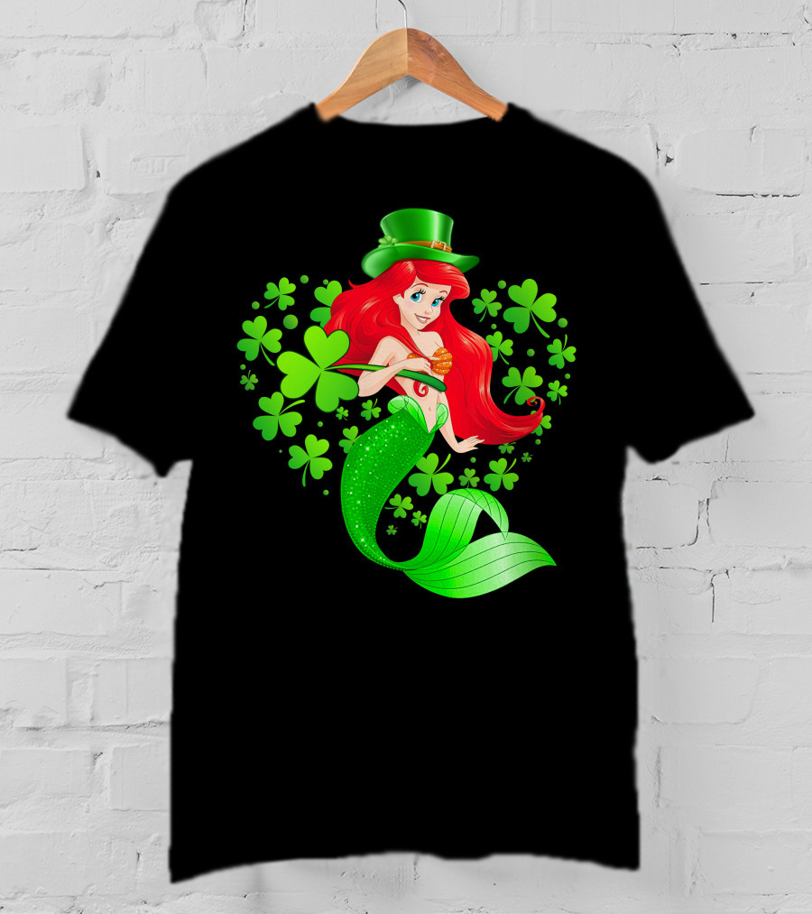 Ariel St. Patrick's Day Clover Mermaid T-Shirt