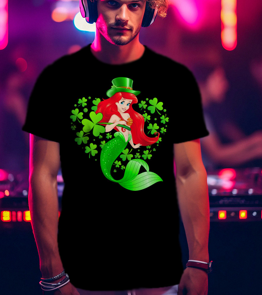 Ariel St. Patrick's Day Clover Mermaid T-Shirt