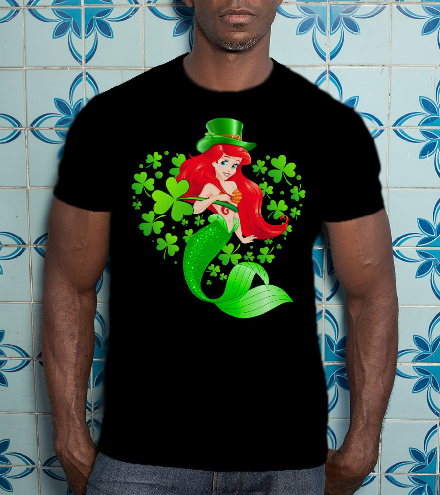 Ariel St. Patrick's Day Clover Mermaid T-Shirt