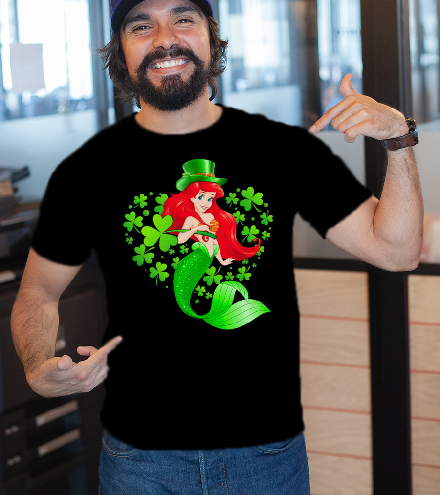 Ariel St. Patrick's Day Clover Mermaid T-Shirt