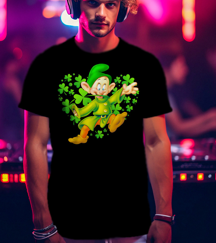 Dopey Green Clover Dance With Shamrocks T-Shirt