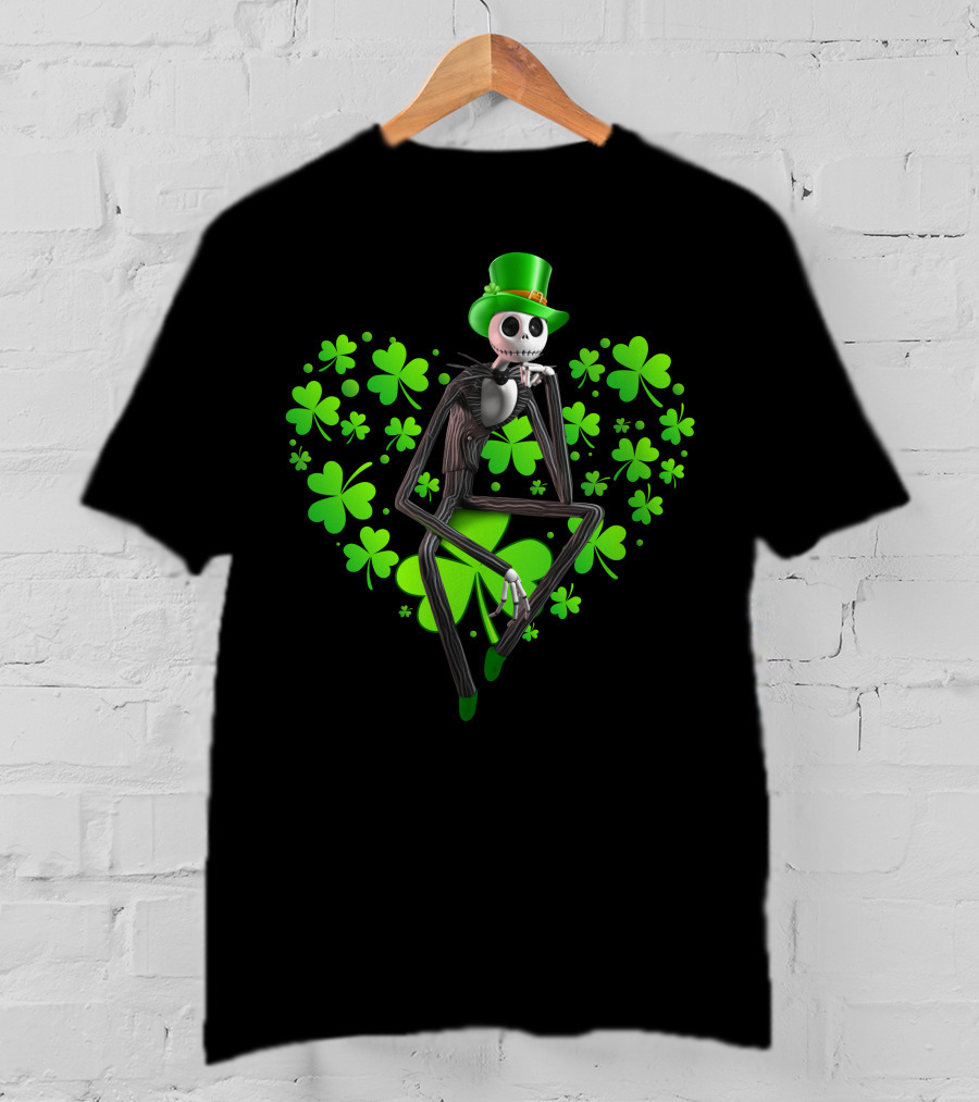 Jack Skellington St. Patrick's Day Clover Theme T-Shirt
