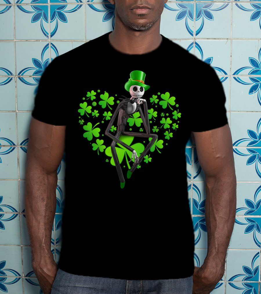 Jack Skellington St. Patrick's Day Clover Theme T-Shirt