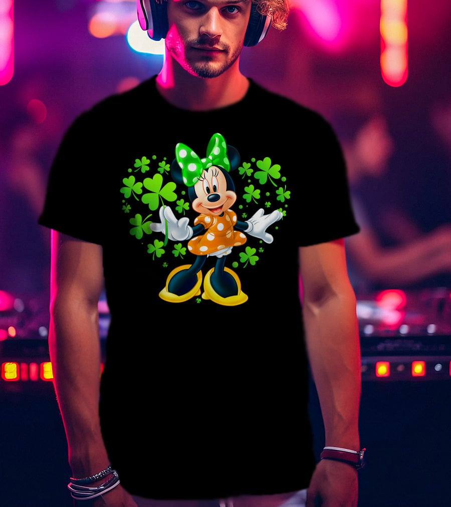 Minnie Mouse Green Clover Polka Dots T-Shirt