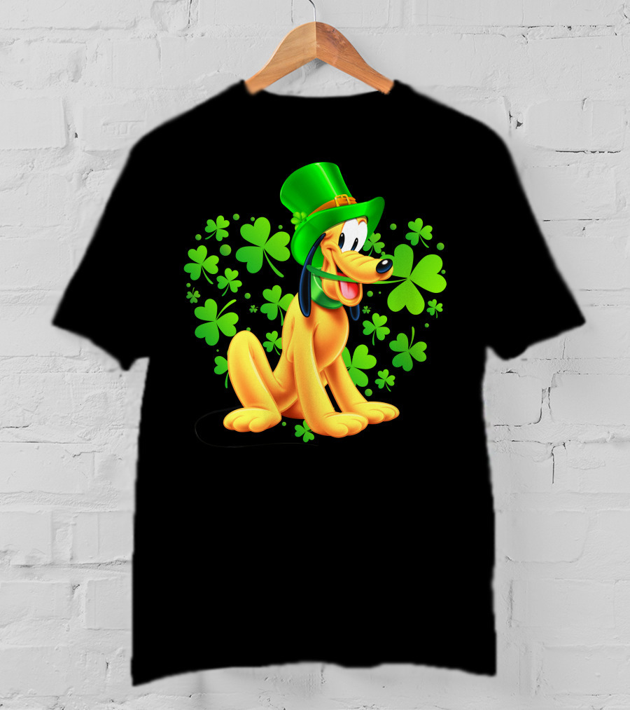 Pluto St. Patrick's Day Celebration With Green Shamrocks And Hat T-Shirt