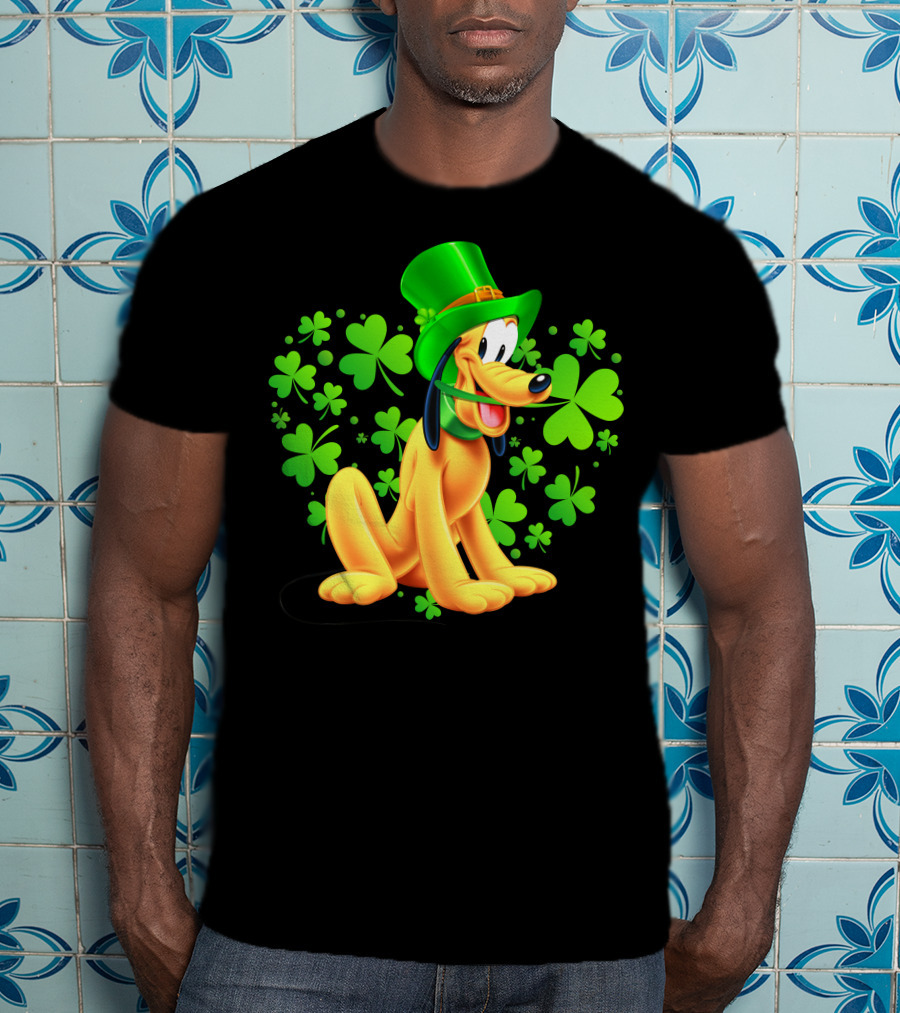 Pluto St. Patrick's Day Celebration With Green Shamrocks And Hat T-Shirt