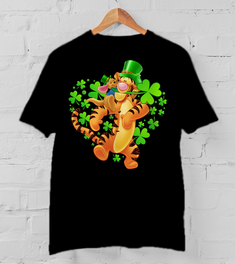 Tigger St. Patrick's Day Shamrocks Cartoon Character T-Shirt