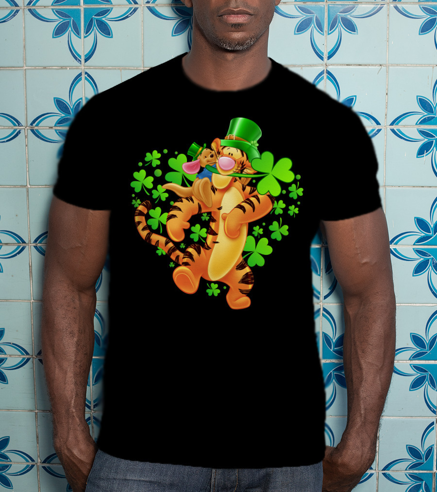 Tigger St. Patrick's Day Shamrocks Cartoon Character T-Shirt