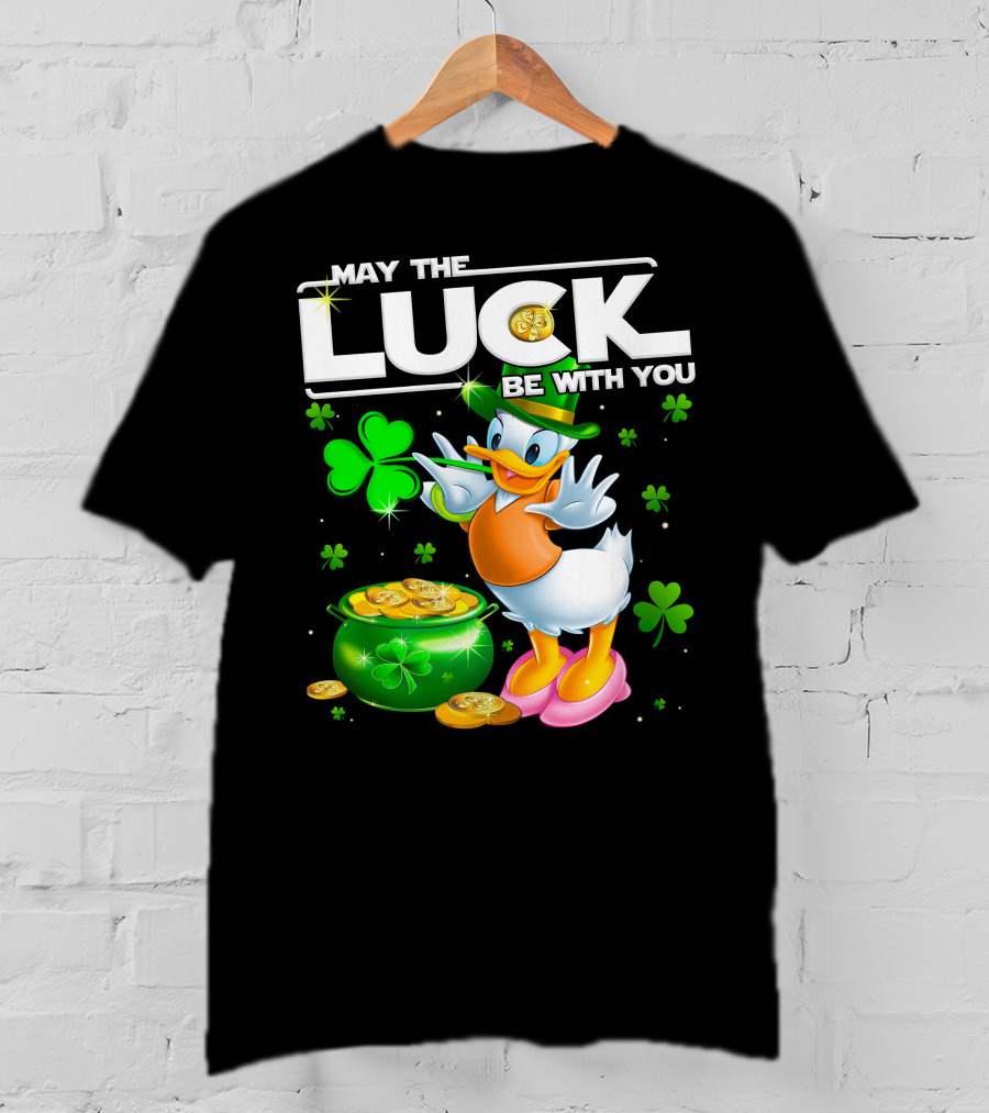 May The Luck Be With You Daisy Duck With Shamrocks And Pot Of Gold T-Shirt