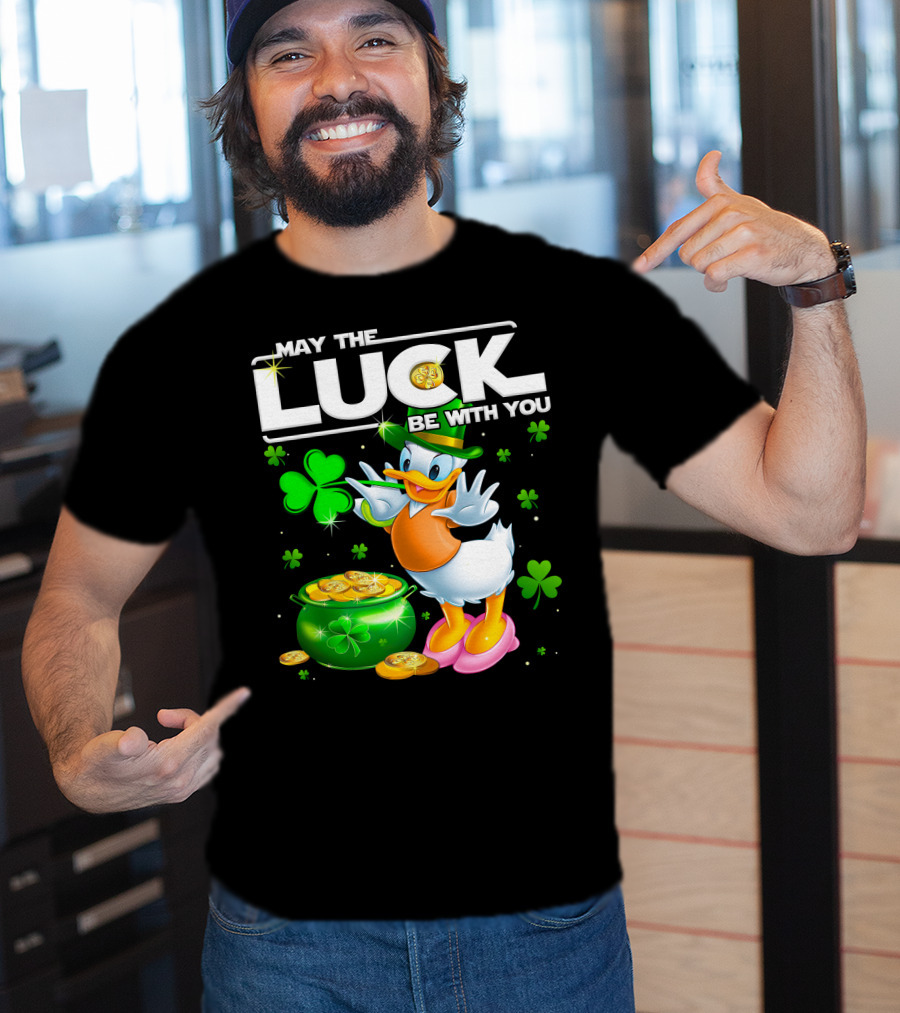 May The Luck Be With You Daisy Duck With Shamrocks And Pot Of Gold T-Shirt