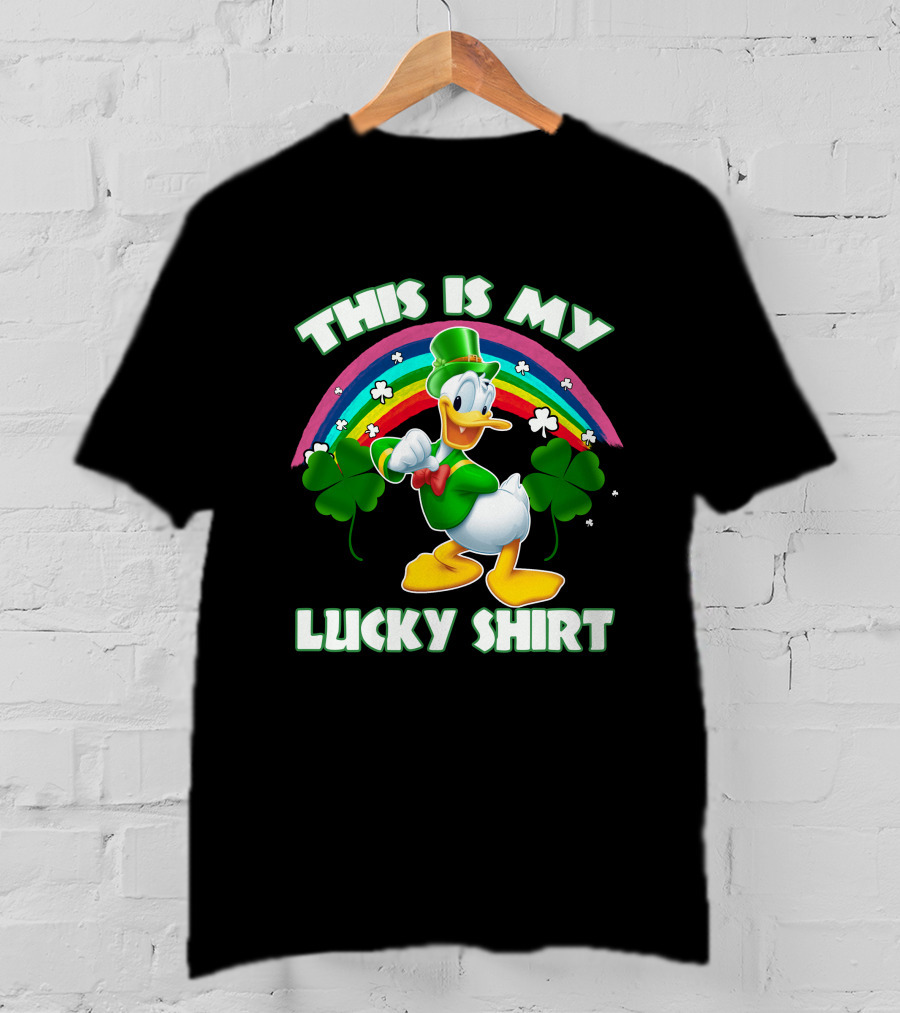 This Is My Lucky Shirt Donald Duck Rainbow Shamrock T-Shirt