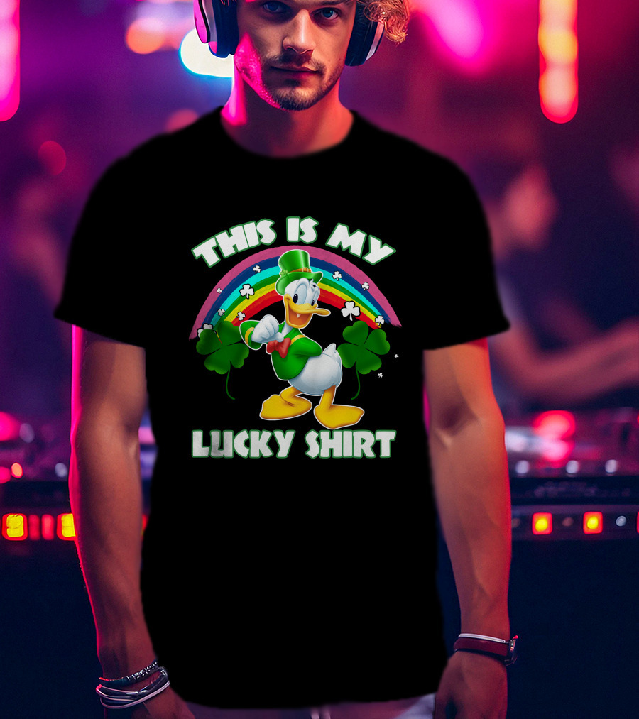 This Is My Lucky Shirt Donald Duck Rainbow Shamrock T-Shirt