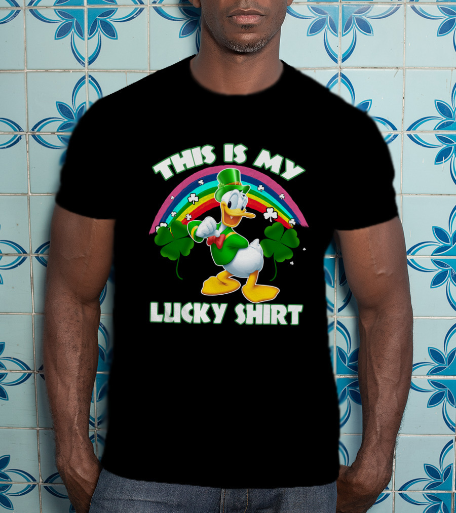 This Is My Lucky Shirt Donald Duck Rainbow Shamrock T-Shirt