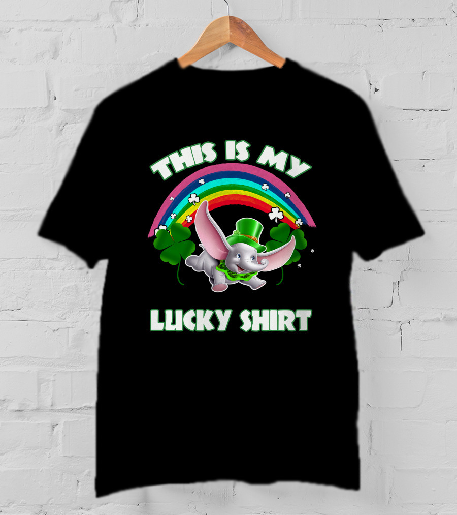 This Is My Lucky Shirt Dumbo Rainbow Shamrock T-Shirt