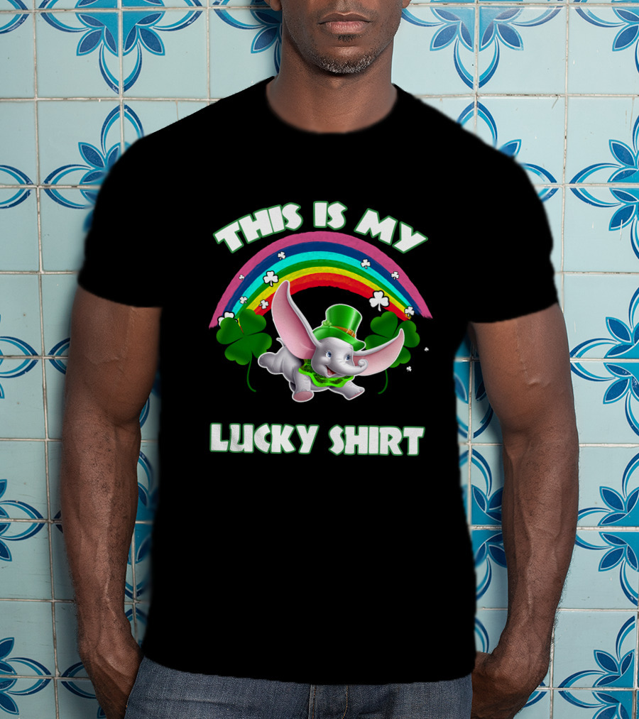 This Is My Lucky Shirt Dumbo Rainbow Shamrock T-Shirt
