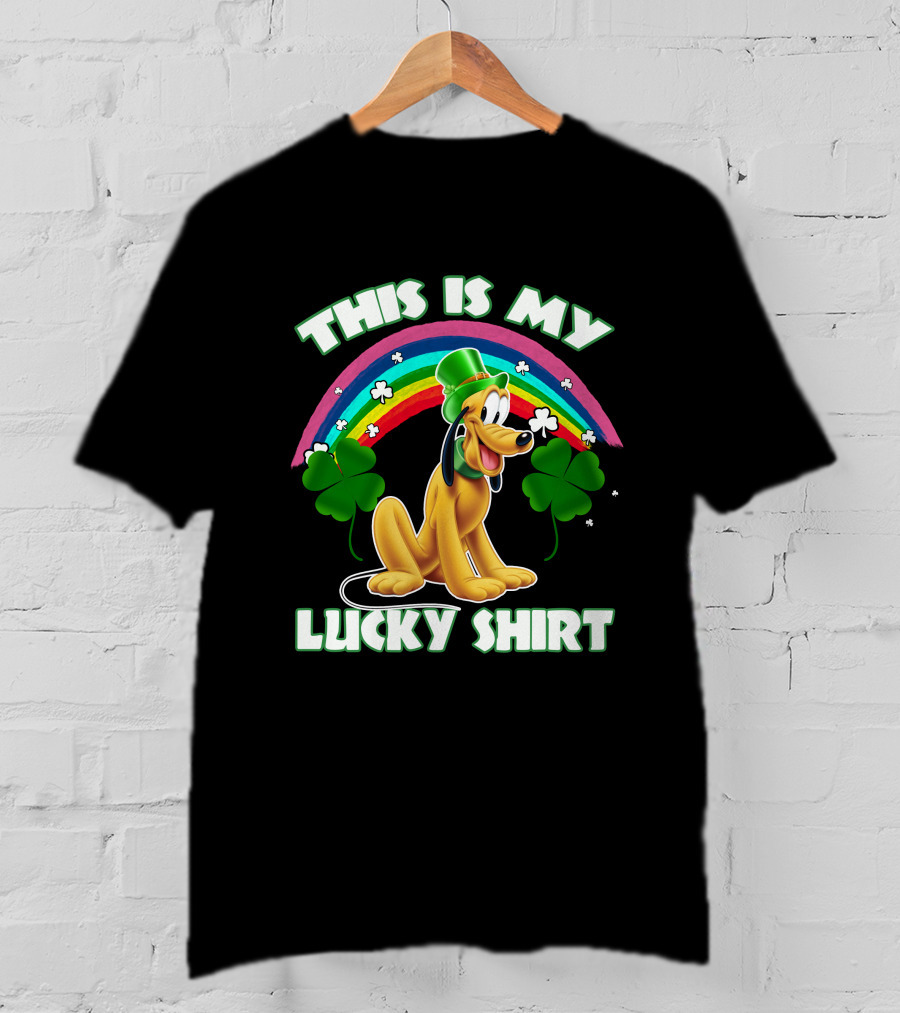This Is My Lucky Shirt Pluto Rainbow Clover St. Patrick's Day T-Shirt