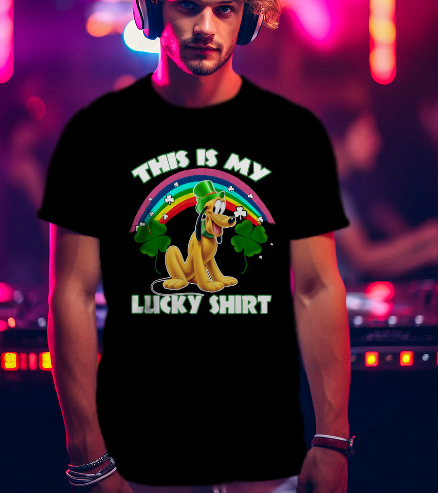 This Is My Lucky Shirt Pluto Rainbow Clover St. Patrick's Day T-Shirt