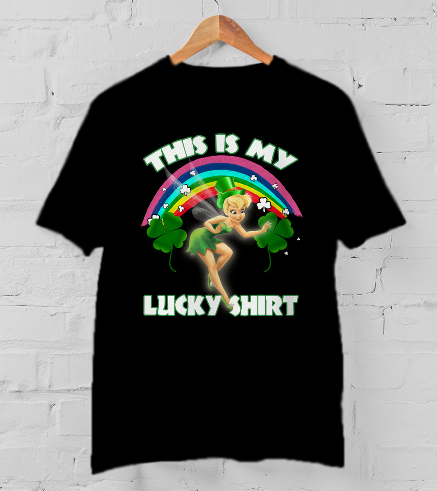 Tinker Bell This Is My Lucky Shirt Rainbow Shamrocks T-Shirt