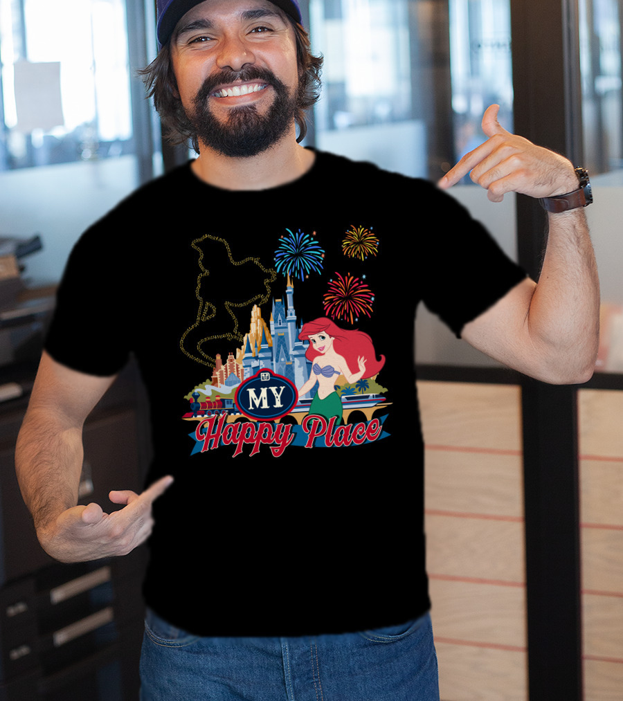 My Happy Place Disney Ariel Fireworks Castle T-Shirt
