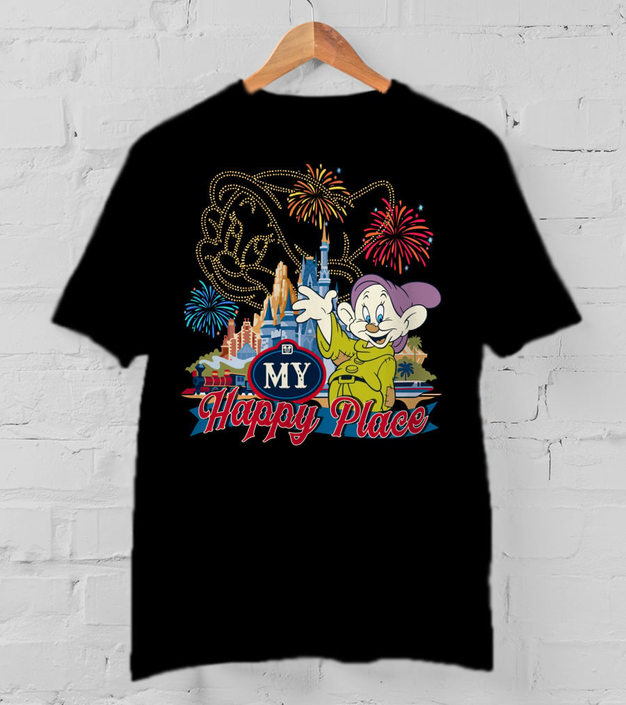My Happy Place Dopey Fireworks Disney Castle T-Shirt