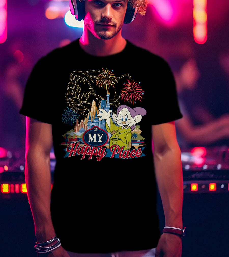 My Happy Place Dopey Fireworks Disney Castle T-Shirt