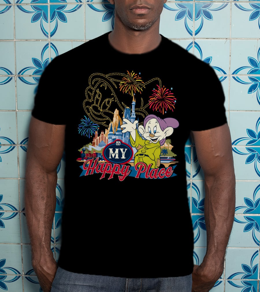 My Happy Place Dopey Fireworks Disney Castle T-Shirt