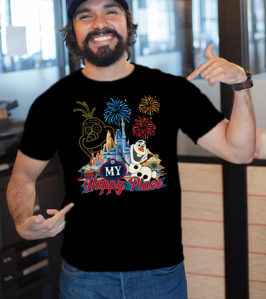 Olaf My Happy Place Fireworks Castle T-Shirt