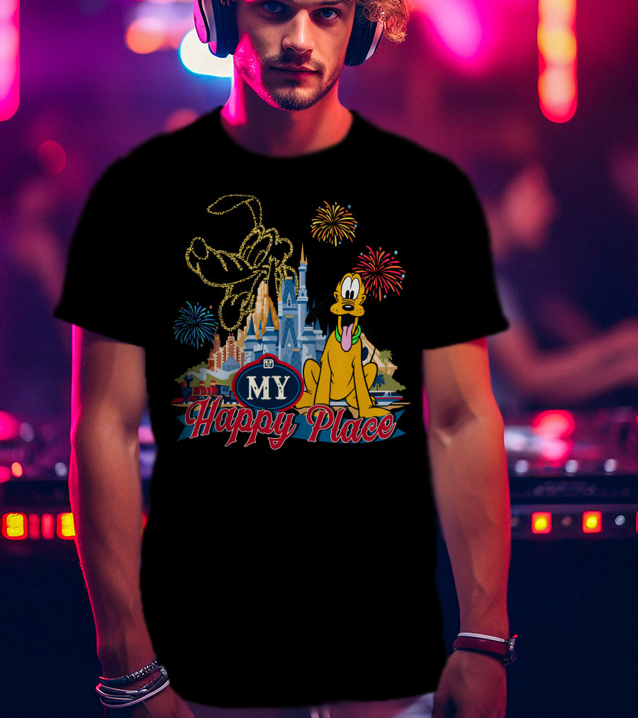 My Happy Place Fireworks Castle Pluto T-Shirt