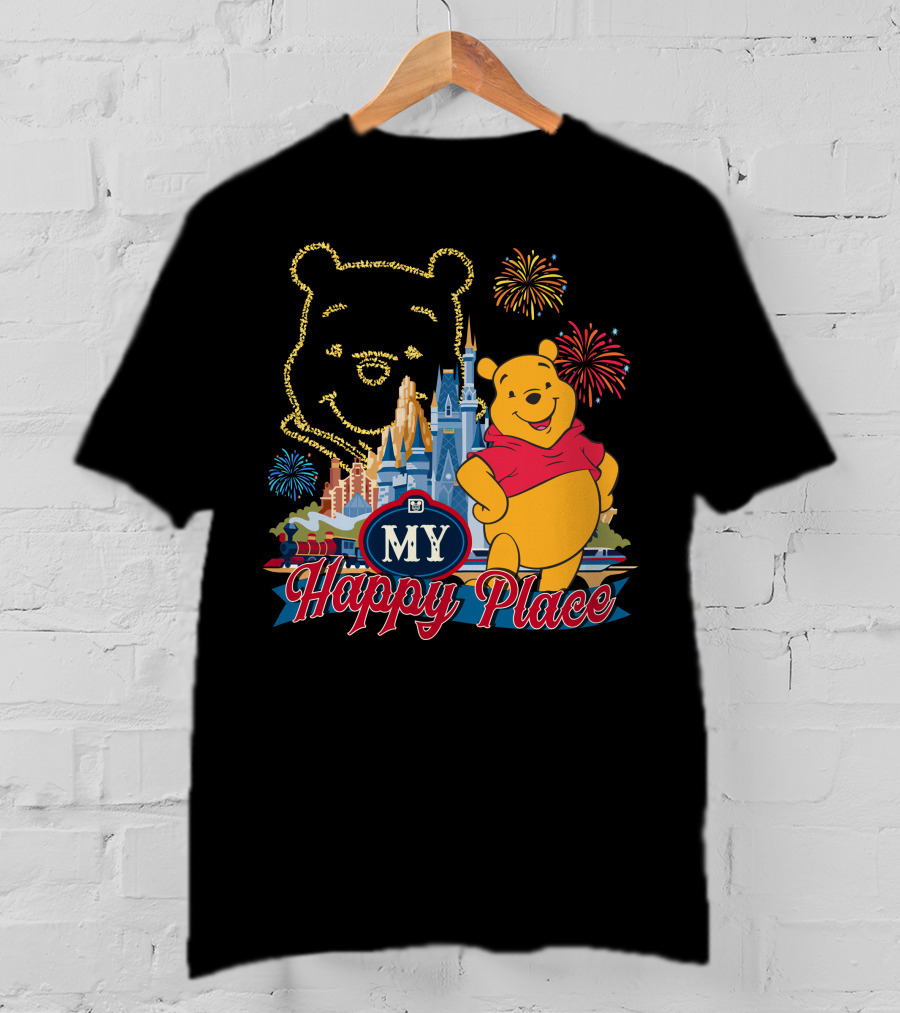 My Happy Place Pooh Fireworks Magic Kingdom T-Shirt