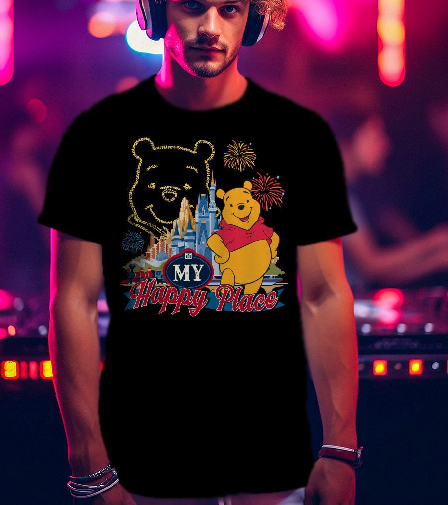 My Happy Place Pooh Fireworks Magic Kingdom T-Shirt