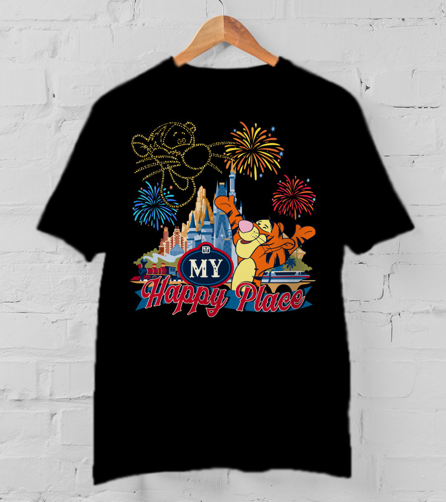 My Happy Place Tigger Castle Fireworks Celebration T-Shirt