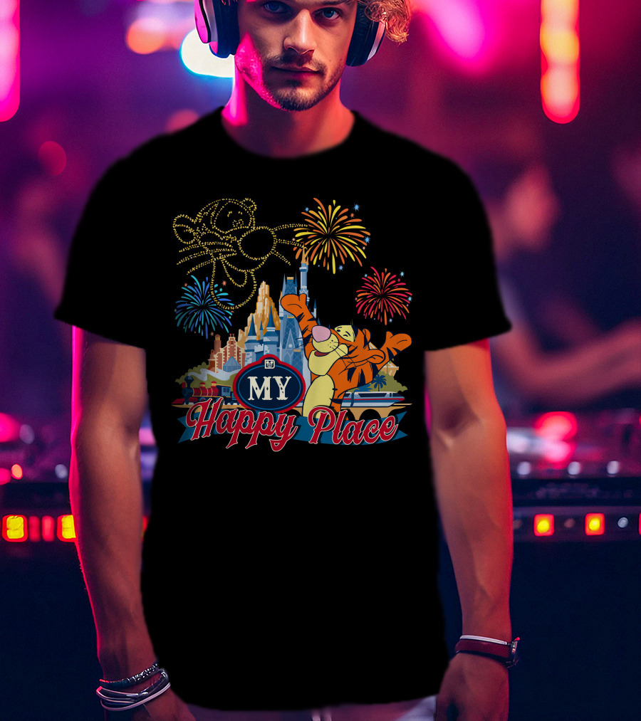 My Happy Place Tigger Castle Fireworks Celebration T-Shirt