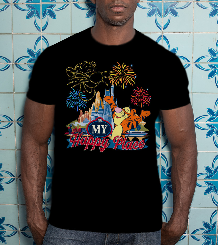 My Happy Place Tigger Castle Fireworks Celebration T-Shirt