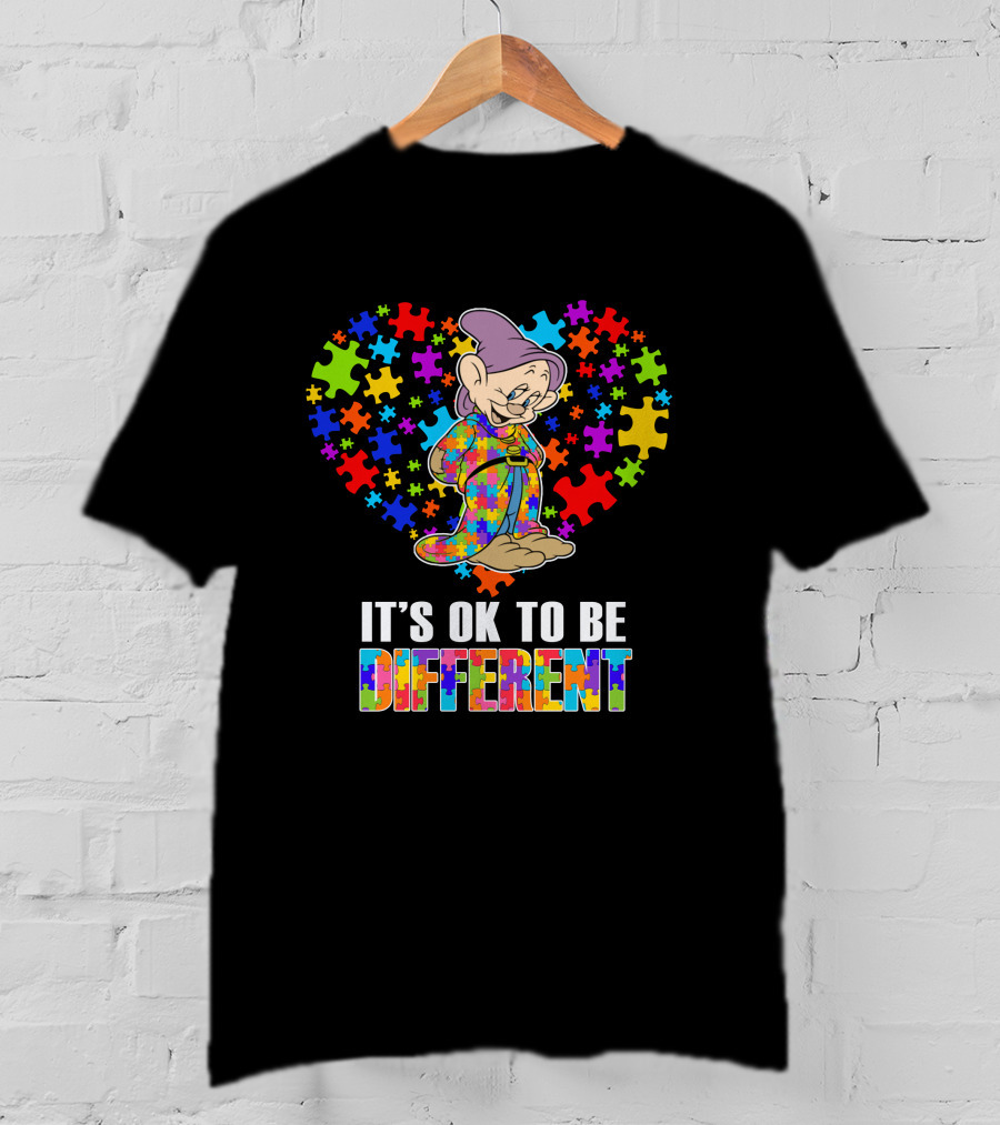 It's Ok To Be Different Dopey Puzzle Heart T-Shirt
