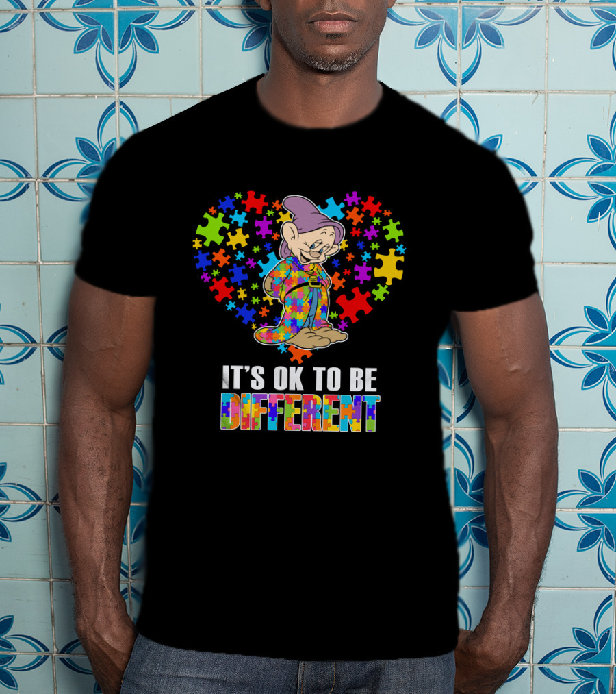It's Ok To Be Different Dopey Puzzle Heart T-Shirt