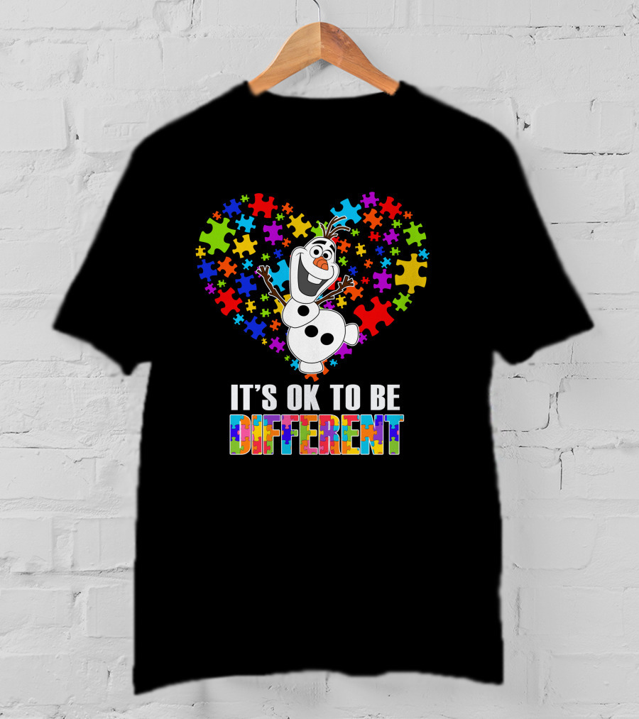 Olaf It's Ok To Be Different Puzzle Heart T-Shirt