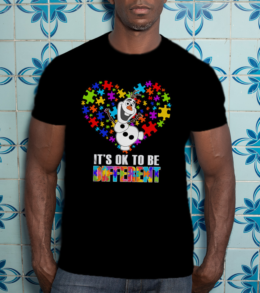 Olaf It's Ok To Be Different Puzzle Heart T-Shirt